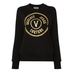 Áo Nỉ Sweater Nữ Versace Jean Conture In Black With Logo Printed 77HAIT02 CF01T Màu Đen Size XS