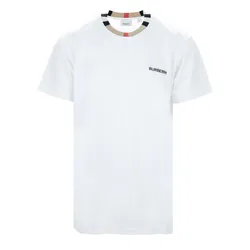 Áo Phông Nam Burberry Icon Stripe Trim In White 8078115 Tshirt Màu Trắng Size XS