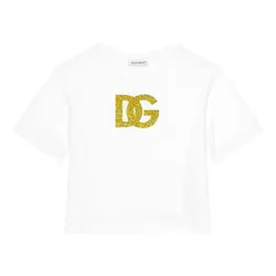 Áo Phông Dolce & Gabbana D&G White With Sequined Logo Tshirt L5JTNL G7NUS W0800 Màu Trắng