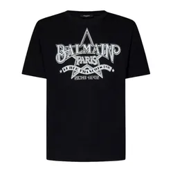 Áo Phông Nam Balmain Black With Logo Printed Tshirt CH1EG000GD29 Màu Đen Size S