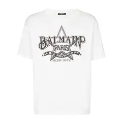 Áo Phông Nam Balmain White With Logo Printed Tshirt CH1EG000GD29 Màu Trắng Size XXS