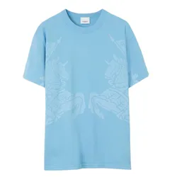 Áo Phông Nữ Burberry Women's With Logo Printed T-Shirt 80709141 Màu Xanh Blue Size XXXS
