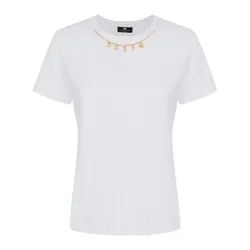 Áo Phông Nữ Elisabetta Franchi In White Tshirt MA01141E2 270 Màu Trắng Size 40