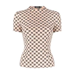 Áo Phông Nữ Misbhv In Beige Logo Monogram 3021W137 Tshirt Màu Be Size M