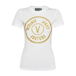 Áo Phông Nữ Versace Jeans Couture White Printed Tshirt 77HAHT02CJ03TG03 Màu Trắng