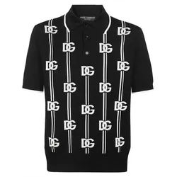 Áo Polo Nam Dolce & Gabbana D&G Black With Logo Printed Polo Shirt GXJ98T JAST5 S9000 Màu Đen Size 48