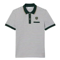 Áo Polo Nam Lacoste Regular Fit Striped Mini Piqué PH7583 T69 Màu Xanh/Xám
