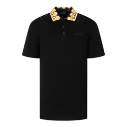 Áo Polo Nam Versace Black With Collar Printed Shirt 1012260 Màu Đen Size XS