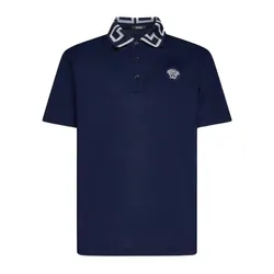 Áo Polo Nam Versace Medusa Greek In Blue With Greca Collar A87402/1A015521UI20 Màu Xanh Navy Size S