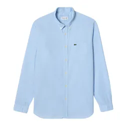 Áo Sơ Mi Dài Tay Nam Lacoste Regular Fit Gingham Poplin Shirt CH5621 F6Z Màu Xanh Nhạt Size 38
