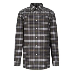 Áo Sơ Mi Nam Burberry Cotton Grey With Check Printed Shirt 8004833 Màu Xám Kẻ Size XS