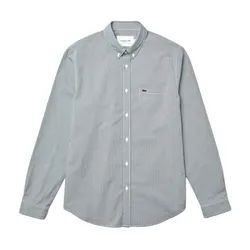 Áo Sơ Mi Nam Lacoste Regular Fit Cotton Poplin Shirt CH2564 737 Kẻ Trắng Xanh Size 38