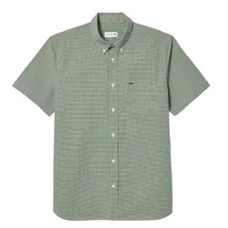 Áo Sơ Mi Nam Lacoste Short Sleeved Regular Fit Gingham Print Shirt CH5622 737 Màu Xanh Green Size 40