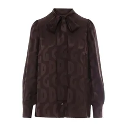 Áo Sơ Mi Nữ Dolce & Gabbana D&G Brown Silk Shirt F5N80T FJ1IA M0696 Màu Nâu Đậm Size 36