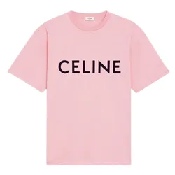 Áo Thun Celine Homme Logo Print Cotton Jersey TShirt Màu Hồng Size M