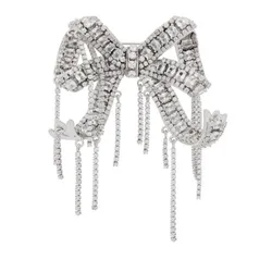 Cài Áo Self-Portrait Silver Embellished Bow Brooch Crystal  AW24620ASL Màu Bạc