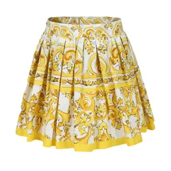Chân Váy Dolce & Gabbana D&G White & Yellow Majolica L55I20 FI5JY Màu Vàng