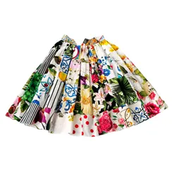 Chân Váy Nữ Dolce & Gabbana D&G Multicolor With Floral Printed Pleated Skirt F4B3WT GDX82 S9000 Phối Màu Size 38