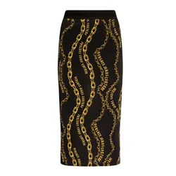 Chân Váy Nữ Versace Jeans Conture In Black With Logo 77HAE8B6 JS416 G89 Màu Đen Vàng Size 38