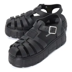 Dép Nữ Miu Miu In Black Rubber 5X140E 3LKK F0002 Sandals Màu Đen Size 37