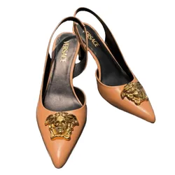 Giày Cao Gót Versace Medusa In Brown Leather 1009701 1A02087 1K26V Màu Nâu Size 38