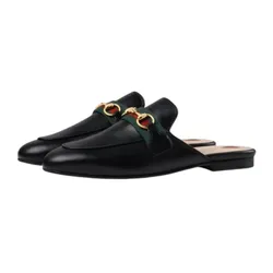 Giày Bệt Nữ Slipper Gucci Princetown In Black Leather 629084 CQXM0 1060 Màu Đen Size 35.5