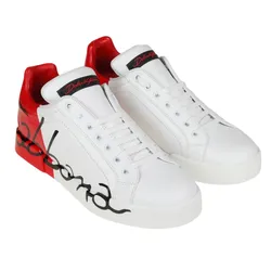 Giày Sneaker Nam Dolce & Gabbana D&G White Red Portofino CS1520 AI0531 HR821 Màu Trắng Đỏ Size 40.5