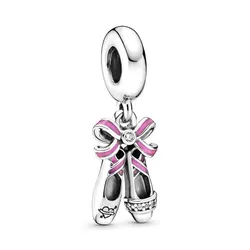 Hạt Vòng Charm Pandora Punk Ballerina Shoes Dangle Charm 798339CZ Màu Hồng Bạc