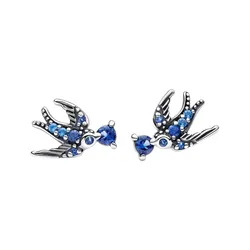Khuyên Tai Nữ Pandora Sparkling Swallow Stud Earrings 292568C01 Màu Bạc Xanh