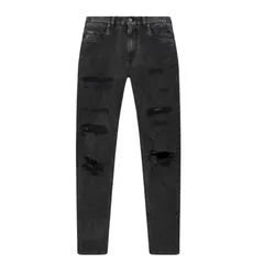 Quần Jean Nam Dolce & Gabbana DG In Black Denim With Logo Plaque Regular Fit GYJCCD G8FP8 S9001 Màu Đen Size 44