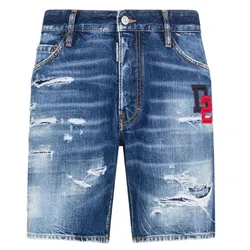 Quần Short Nam Dsquared2 Blue With D2 Logo Embroidered S74MU0819 S30309 Màu Xanh Denim Size 50
