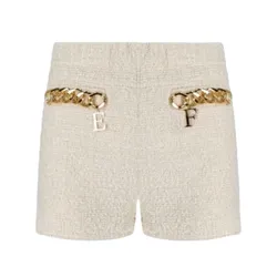 Quần Short Nữ Elisabetta Franchi With Chain SH00342E2 193 Màu Kem Size 38