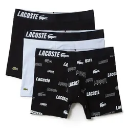 Set 3 Quần Lót Nam Lacoste Stretch Cotton Print Boxer Briefs 3-Pack 6H8708 ILY Màu Đen/Xám Size S