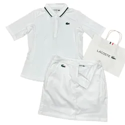 Set Áo + Chân Váy Nữ Lacoste Pickleball Sport Women’s Off White Golf Tennis Regulating Piqué Màu Trắng Size 34