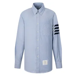 Sơ Mi Nam Thom Browne Blue With 4 Bar Printed MWL374C-05373-480 Màu Xanh Size 0