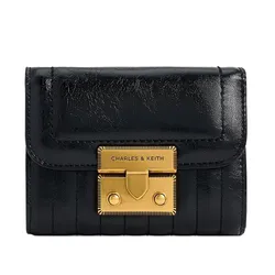 Ví Nữ Charles & Keith CNK Donna Crinkle-Effect Wallet CK6-10681149 Màu Đen