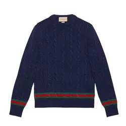 Áo Len Nam Gucci GG With Logo Printed - 673489XKB2N 4684 Màu Xanh Navy Size XS