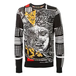 Áo Len Nam Versace Jeans Couture Sweater A72533 Màu Đen Trắng Size M