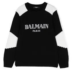 Áo Len Nữ Balmain In Black Long Sleeves With Flocked Logo BV9P50 Z2359 Màu Đen Trắng
