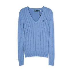 Áo Len Nữ Ralph Lauren Cable-Knit Cotton V-Neck Jumper - 211891641 003 Màu Xanh Size M
