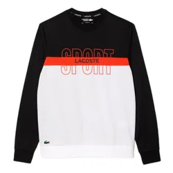 Áo Nỉ Sweater Nam Lacoste Men's Sport Classic Fit Crew Neck Printed Black Sweatshirt Màu Đen - Cam Size 2