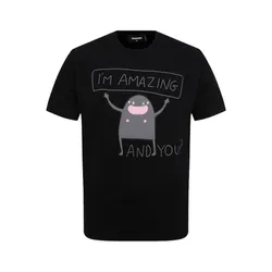 Áo Phông Nam Dsquared2 Black With Graphic Logo Printed - S71GD1126 S23009 900 Màu Đen S