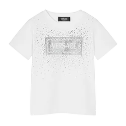 Áo Phông Nữ Versace Versace In White With Crystal '90s Vintage Logo 1000052 1A11469 Tshirt Màu Trắng