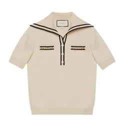 Áo Polo Nữ Gucci With Contrast Trim In While - 649844 XKBNZ 9087 Màu Kem Size S