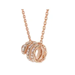 Dây Chuyền Jewery Luxury Serpenti Viper 18K Rose Gold Pendant Necklace Set With Full Pavé Diamonds Màu Vàng Hồng