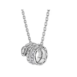 Dây Chuyền Jewery Luxury Serpenti Viper 18K White Gold Pendant Necklace Set With Full Pavé Diamonds Màu Bạc Trắng
