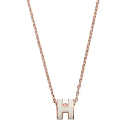 Dây Chuyền Nữ Hermès Mini Pop H Pendant H147992FO49 Blanc Màu Trắng/ Vàng Hồng