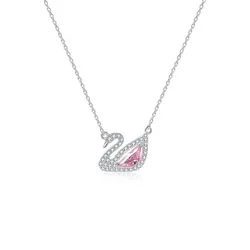 Dây Chuyền Nữ Lili Jewelry Đính Đá CZ Hình Chú Thiên Nga Swan LILI_197559 Màu Bạc