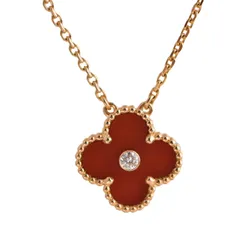 Dây Chuyền Nữ Jewery Luxury Carnelian Vintage Alhambra Diamond Holiday Pendant Necklace Màu Đỏ-Vàng Hồng