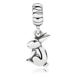 Hạt Vòng Charm Pandora Retired Bunny Rabbit Animal Dangle Bead Charm 791101 Màu Bạc